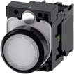 [7818226684] Lystrykknap 22 mm rund plastik hvid flad momentan kontakt type med holder 1NO LED modul