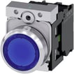 [7818229199] Oplyst trykknap 22 mm rund metal skinnende blå flad knap 3SU1152-0AB50-1BA0