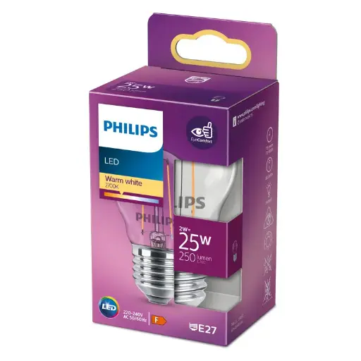 [SIG929001238755] Philips LED 2W (25W) E27 2700K 250lm Krone