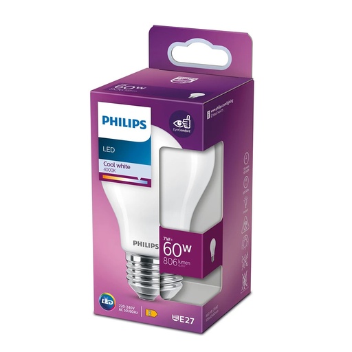 [SIG929001323528] Philips LED 7W (60W) E27 4000K 806lm Mat