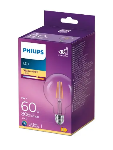 [SIG929001387901] Philips LED 7W (60W) E27 2700K 806lm Globe