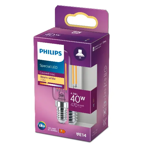 [SIG929001956728] PHILIPS LED 4,5W (40W) E14 2700K 470lm Rørformet