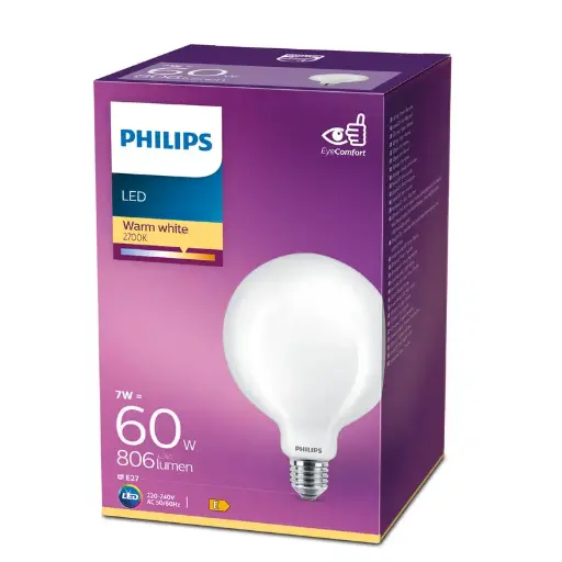 [SIG929002025201] Philips LED 7W (60W) E27 2700K 806lm Globe Mat