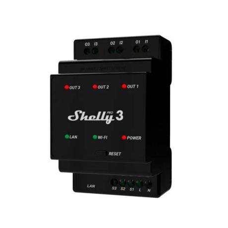 [7822622164] Shelly Pro 3 - WiFI relæ, 3 kanaler, potentialfrit