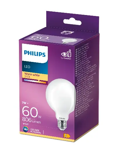 [SIG929002370801] Philips LED 7W (60W) E27 2700K 806lm Globe Mat
