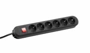 [7828107230] SMART 6-stikdåse CEE7/3 med afbryder sort 3m kabel og Schukostik Kan fastskrues