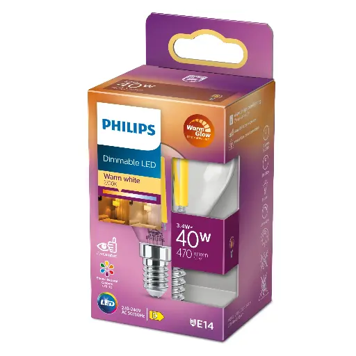 [SIG929003013101] Philips LED DIM 3,4W (40W) E14 2200-2700K 470lm