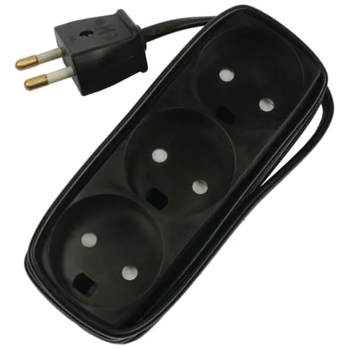 [7828990450] Stikdåse T11 3R uden jord 1,5m, sort