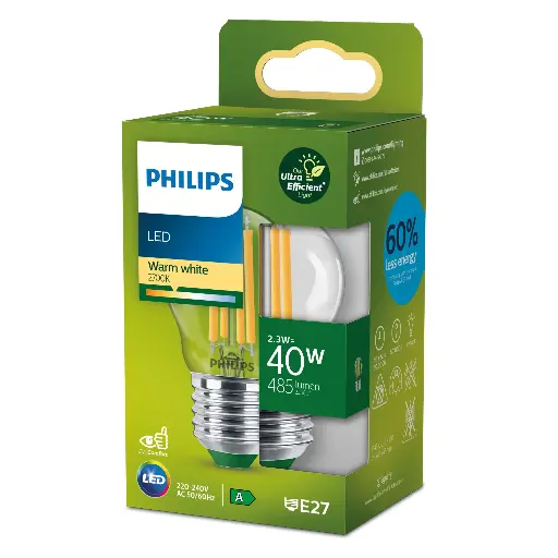 [SIG929003626201] Philips LED 2,3W (40W) E27 2700K 485lm Krone