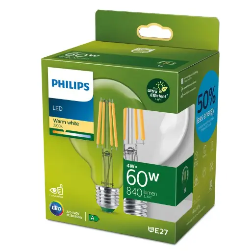 [SIG929003642501] Philips LED 4W (60W) E27 2700K 840lm Globe