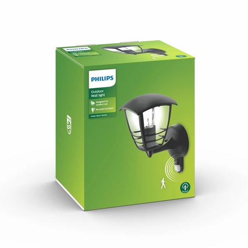 [SIG915002791102] Creek IR wall lantern black 1x60W 230V